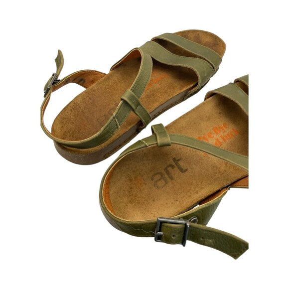 Art Company Shoes Sandals 42 Green Leather Strappy Comfort Flats Spain US 11 - Picture 4 of 7